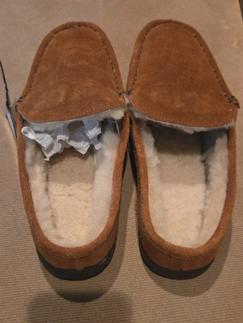 NWT Staheekum Brown Suede Atlas  Slippers with Shearling Lining 10M